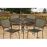 South Bay 5-pc Dining Collection Includes: 4 Stackable Wrought Iron Chairs & Dining Table