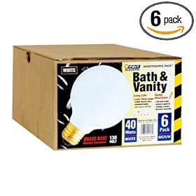 Feit Electric 40G25 W MP-130 40-Watt G25 Bath and Vanity Globe, White, 6 Pack by Feit Electric