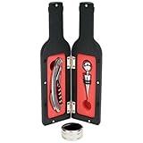 New Wyndham House 4pc Wine Set In Bottle Shaped Case Stainless Steel Wine R ....