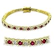 Brass Gold Plated Bracelet with Ruby CZ - 7'' long
