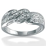 Diamond Platinum Over Sterling Silver Bypass Ring