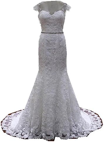 Women's Real Pictures Lace Mermaid Wedding Dresses Bridal Gowns Ivory 2X