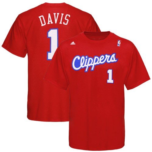 adidas Los Angeles Clippers #1 Baron Davis Red Player T-shirt (X-Large)