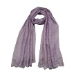 Silk Embroidered Wavy Vine Long Scarf Shawl - Lavender