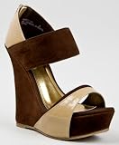 Bamboo POMPEY-23 Two Tone Colorblock High Platform Wedge Heel Sandal Pump