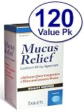 120 Tabs 400 mg Guaifenesin Expectorant Mucus Thinner Compare to Active Ingredients in Mucinex