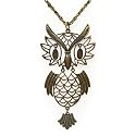 Bronze Tone Long Fashion Necklace w/ Owl Pendant
