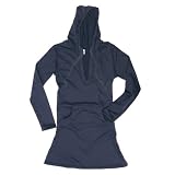 Navy Blue long sleeve tunic length hang out hoodie with V neck. 5 Adult sizes