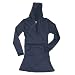 Navy Blue long sleeve tunic length hang out hoodie with V neck. 5 Adult sizes