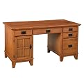 Arts and Crafts Pedestal Desk - Cottage Oak