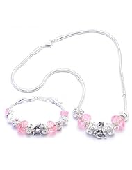 Dog Charm Bracelet and Necklace Gift Set Girls Pandora Style