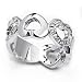 Lovely Solid Sterling Silver Cubic Zirconia Rhodium Plated Heart Shape Outline Ring