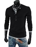 TheLees (VT09) Mens Casual Long Sleeve Layered Style Button Tshirts