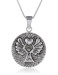 Sterling Silver "Guardian Angel Protect Me Wherever I Go and Keep Me From Harm" Reversible Angel Pendant Necklace, 18"
