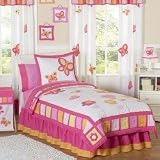 Pink and Orange Butterfly Collection Childrens Bedding 4pc Twin Set