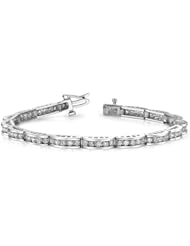 5.00 ct Ladys Round Cut Link Diamond Bracellet In 14 Karat White Gold