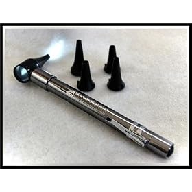 Third Generation Dr Mom Slimline Stainless LED Pocket Otoscope now includes True View Full Spectrum LED and Pocket Clip