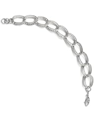 Leslies 14k White Gold Polished & Diamond-cut Link Bracelet Length 7.25"