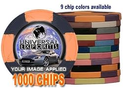 Custom Poker Chips: Put your image, Promotional Logo, or Design on a chip - 1,000 Full Color Authentic Casino Clay poker chips