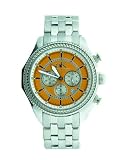 Adee Kaye Men's Bentley Stainless Steel Sports Chronograph Watch with Orange Dial