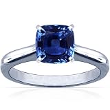 18K White Gold Cushion Cut Blue Sapphire Solitaire Ring (GIA Certificate)