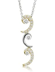 14k Two Tone Gold Diamond Swirl Pendant Necklace (GH, I1-I2, 0.33 carat)