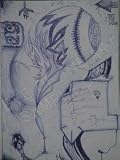 Blue Ink, Drawing by Mitchell Goodrich, Original