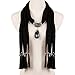 LERDU Plain Infinity Jersey Fringe Scarf Rhinestone Crackle Teardrop Jewelry Pendant Scarf Necklace For Women