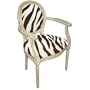 123 Creations C728EWAC Zebra in Brown Needlepoint Armchair in White Wash - 100 Percent Wool