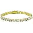 14k Gold Bonded Trillion Cut Clear CZ Tennis Bracelet in Goldtone