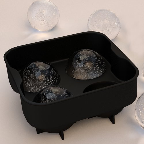 ROX Sphere Ice Ball Maker - Classic Black Silicone Ice Ball Mold with 4 X 2