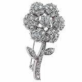 Sterling Silver Simulated Diamond cz Flower Pin