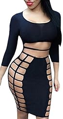 Sexy Cotton/Polyester Long Sleeves Cutout Slit Club Dress/Midi Dress 