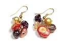 Oi! - Ladies Gold Mother of Pearl, Carnelian and Fresh Water Pearl Earrings - E0523
