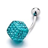 Pugster May Birthstone Green Square Color Belly Button Ring Navel Piercing Body Jewelry