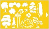 30cm x 17.5cm Reusable Flexible Plastic Stencil for Cake Design Decorating Wall Home Furniture Fabric Canvas Decorations Airbrush Drawing Drafting Template - 1:100 Scale Trees Landscape Scenario Garden Forest Design Shapes