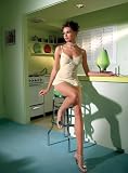 2Pc Mesh Chemise With Scalloped Sequined Lace Trim And Ruffle Hem, Includes G-String