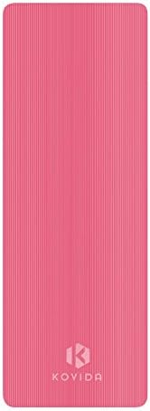 Kovida Antimicrobial Silver Ion Thick Yoga Mat, Pilates Mat, and Exercise Mat - Extra Long, High Density, Anti-Tear with Carrying Strap. Great for Pilates, P90X, Yoga, Strength Training, &amp; Stretching