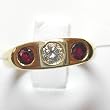 14K Yellow Gold Ruby and Diamond Three-Stone Ring