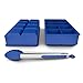 Silicone Big Ice Cube Trays - Large 2 Inch Ice Cubes Mold, Set of 2 Plus 8in Kitchen Tong, Free Ebook
