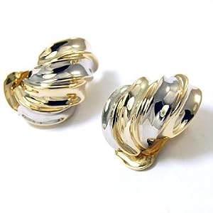 Beautiful Bala Gold Silver Tone Textured Twisted Clip-On Hoop Earrings (275)