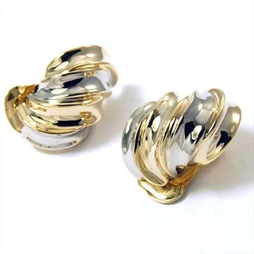 Beautiful Bala Gold/Silver Tone Textured Twisted Clip-On Hoop Earrings (275)