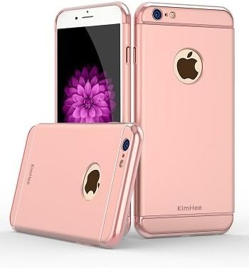 iPhone 6 plus case, KimHee Ultra-thin 3 in 1 Slim Hybrid case [Metal Textured Grip] Anti-Slip Soft Skin [PC Hard Back Cover] &amp; A matte touch for iphone 6 plus and iphone 6s plus (5.5inch)-Rose Gold