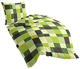 Produkt-Bild: Bierbaum 4746_07 Mako-Satin Bettw&auml;sche Dessin 155 x 220 cm und 80 x 80 cm, limone