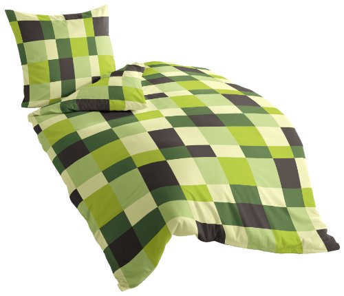 Bierbaum 4746_07 Mako-Satin Bettw&auml;sche Dessin 135 x 200 cm und 80 x 80 cm, limone