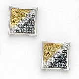 Solid 14K White Gold Micro Pave .33 Carat Diagonal Genuine Diamond Earrings