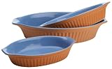 Product details for Reco International Oval Baking Set of 3, Terra Cotta/Blue