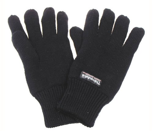 Strick-Fingerhandschuhe mit Fütterung schwarz S-XL