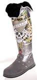 Ed Hardy - ED HARDY Snowblazers Nylon Womens Boots Love Kills Slowly Silver/Grey