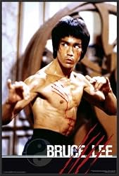 Bruce Lee Kung Fu Scratches Poster Dry Mounted Wood Framed, 24x36.